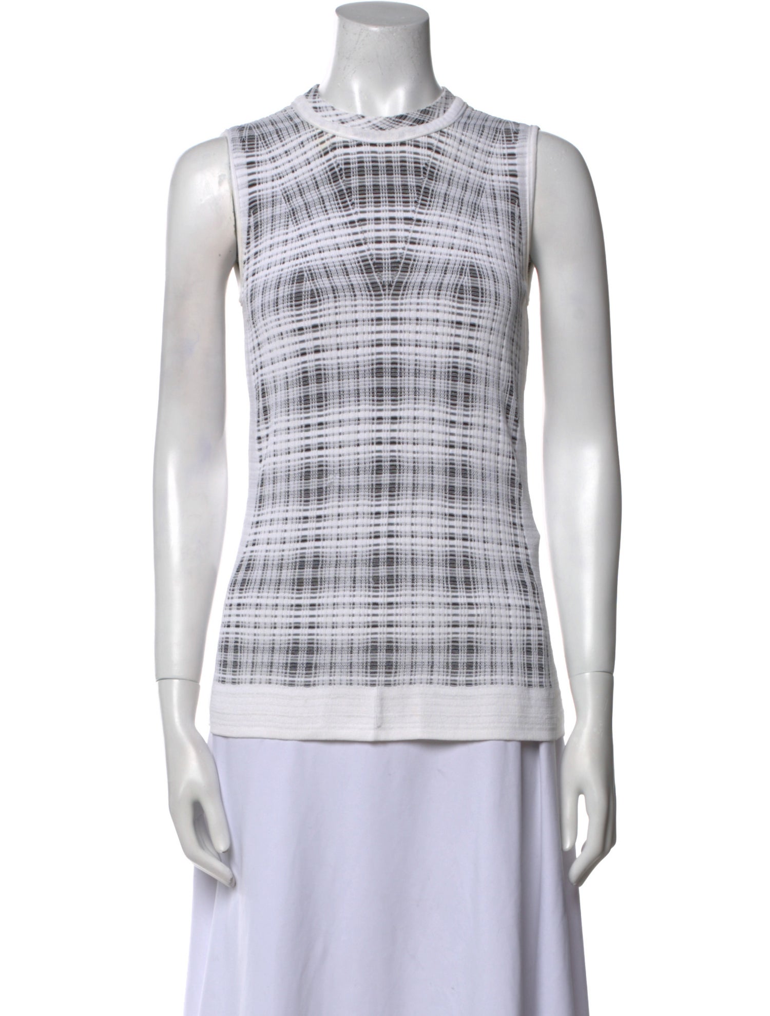 Narciso Rodriguez Plaid Print Crew Neck Top
