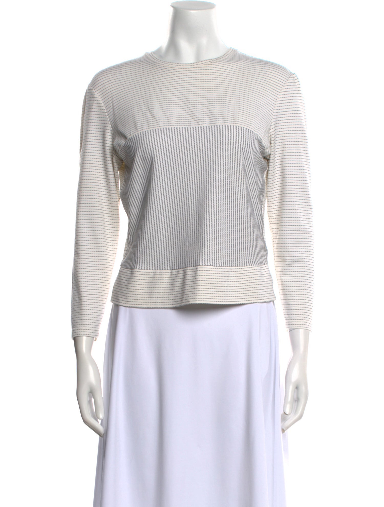 Narciso Rodriguez Striped Crew Neck Top