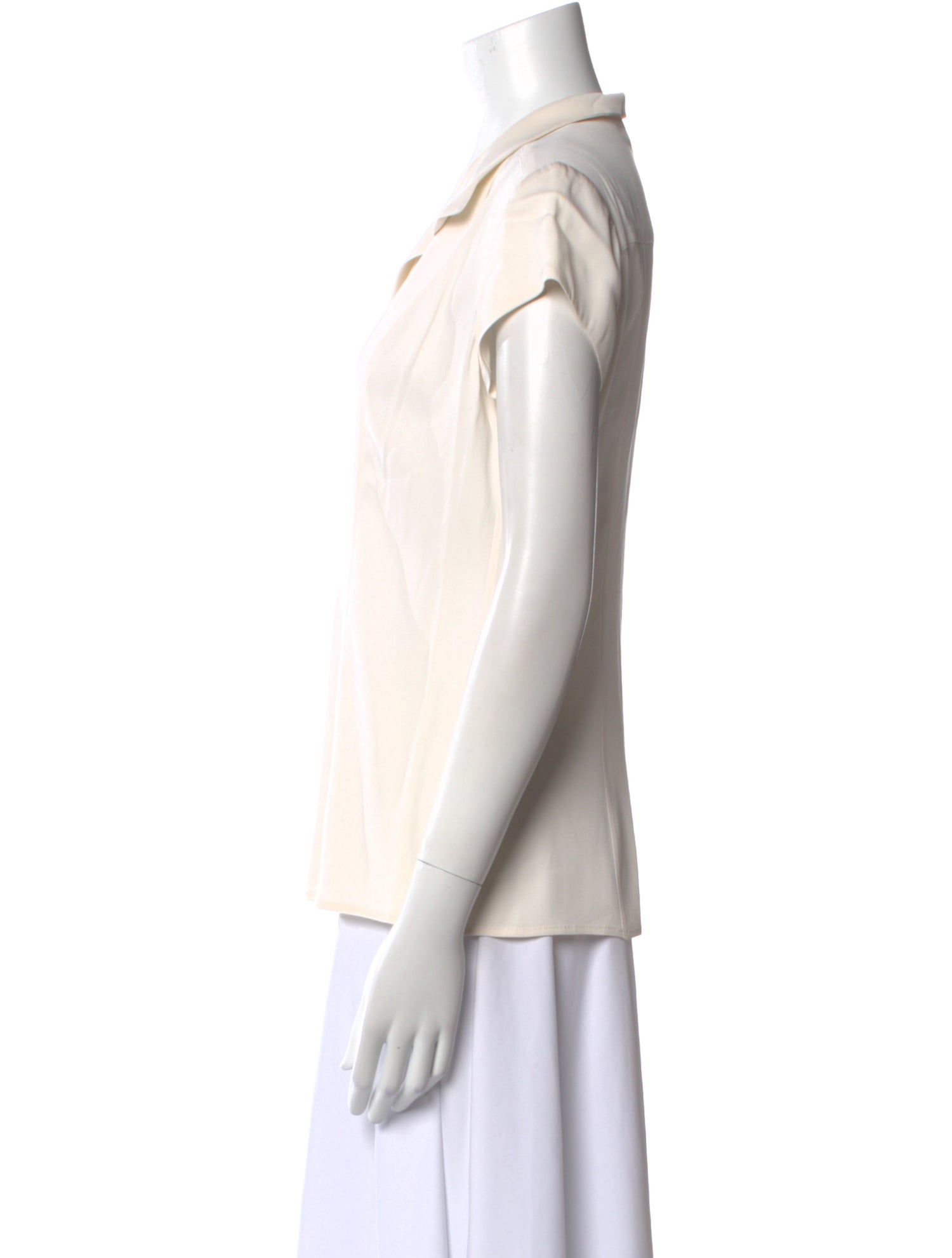 Narciso Rodriguez V-Neck Short Sleeve Button-Up Top