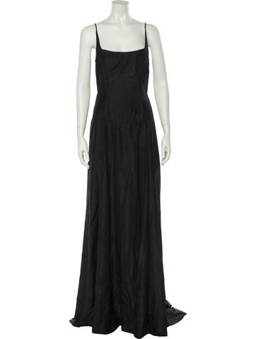 Pre-owned Narciso Rodriguez Silk Long Dress In Black