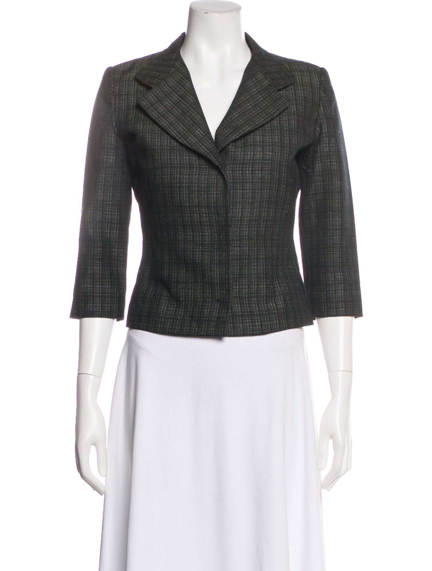 Narciso Rodriguez Wool Plaid Print Blazer