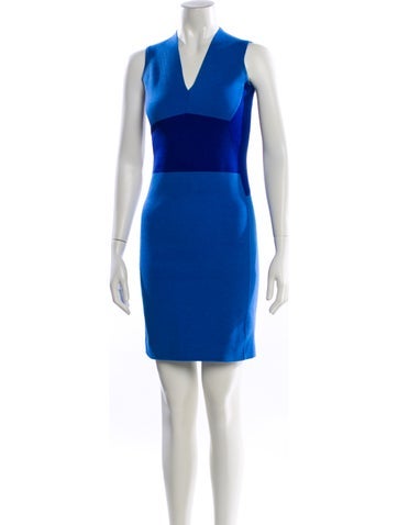 Pre-owned Narciso Rodriguez Wool Mini Dress In Blue