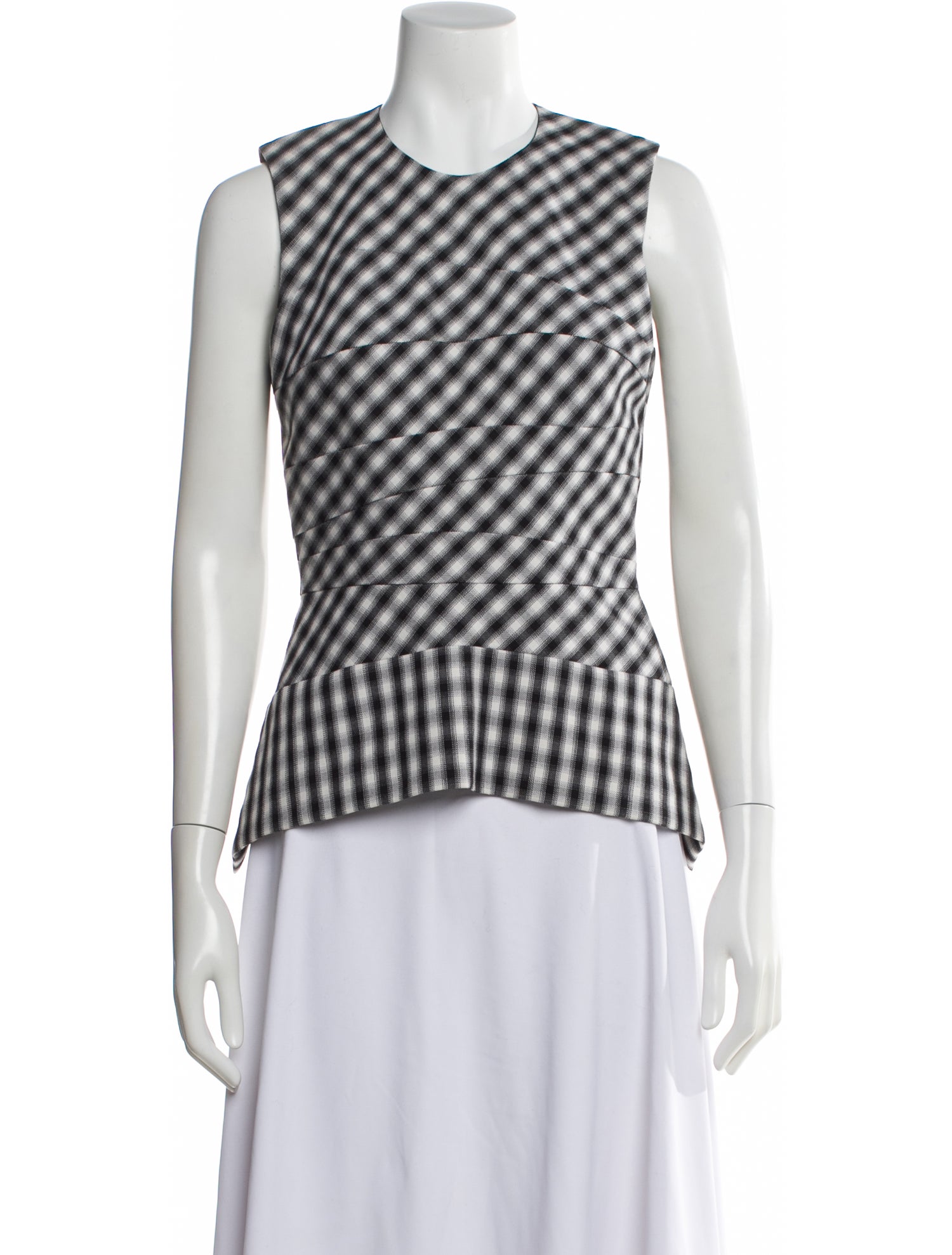 Narciso Rodriguez Virgin Wool Plaid Print Top