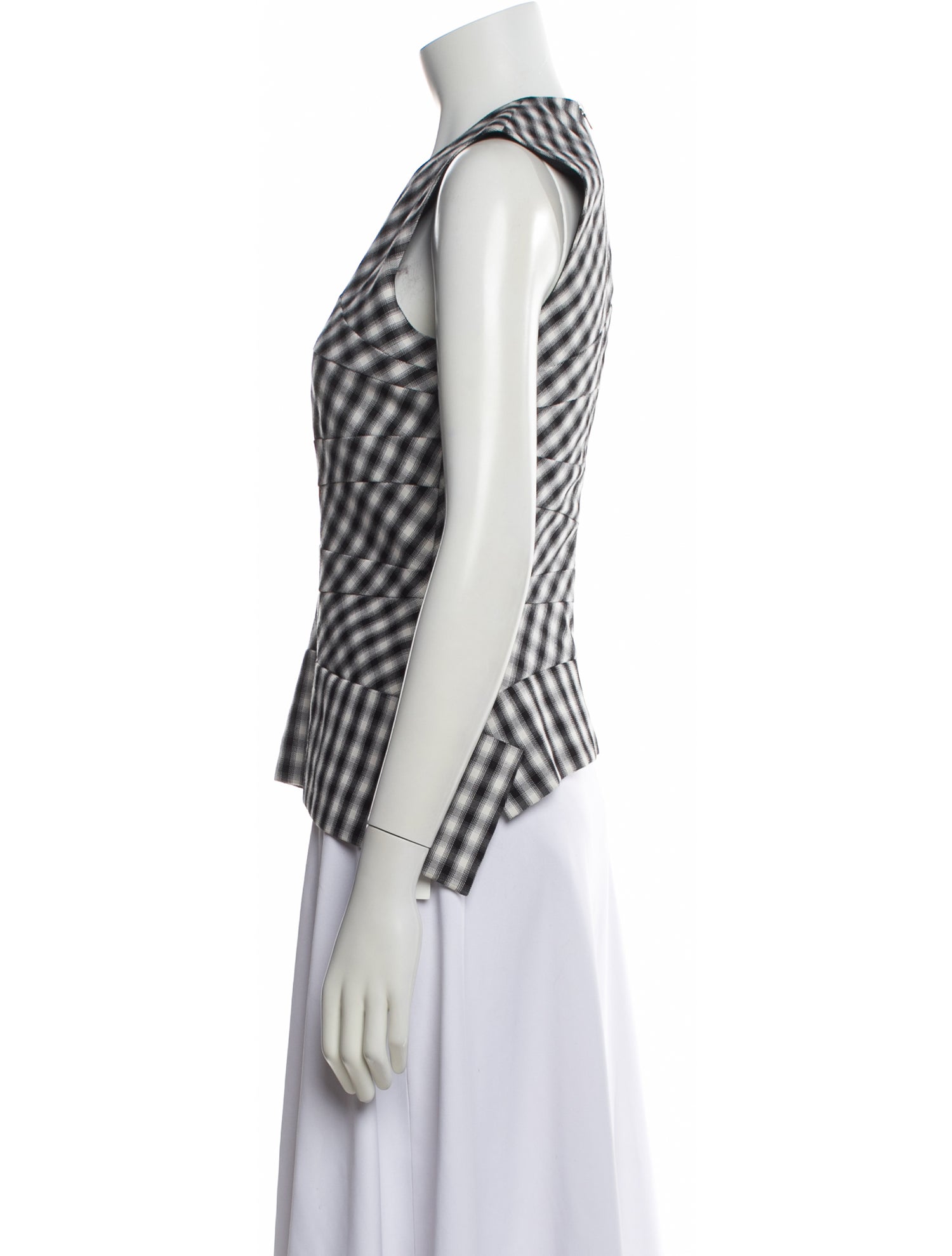 Narciso Rodriguez Virgin Wool Plaid Print Top