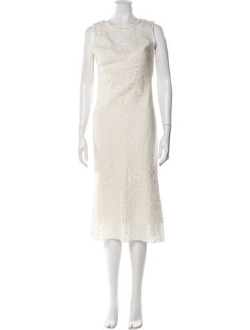 Pre-owned Narciso Rodriguez Scoop Neck Long Dress In Neutral