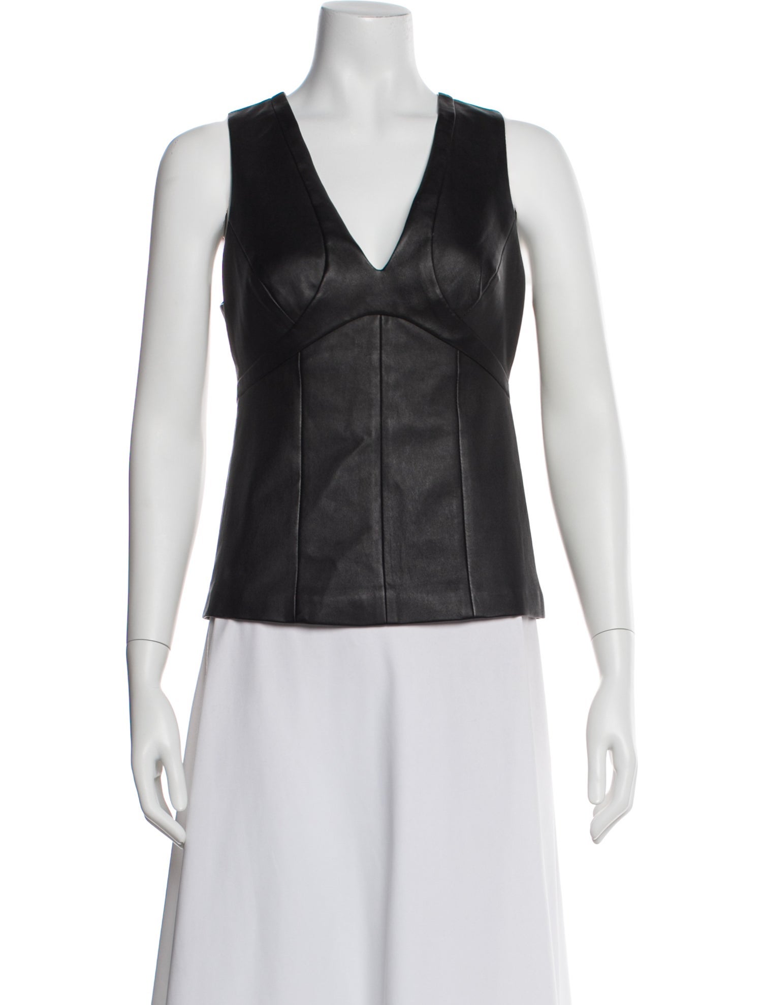 Narciso Rodriguez Lambskin V-Neck Top