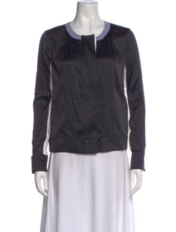 Pre-owned Narciso Rodriguez Silk Crew Neck Top In Gray