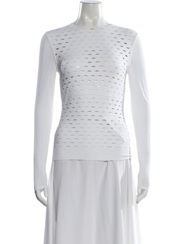 Pre-owned Narciso Rodriguez Crew Neck Long Sleeve Top In White