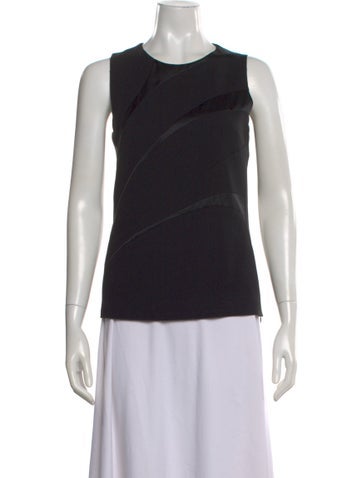 Pre-owned Narciso Rodriguez Silk Crew Neck Top In Black