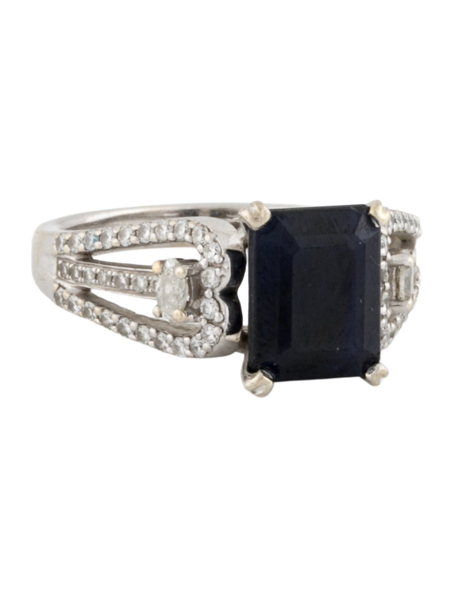 Natalie K 14K Surface Diffused Sapphire & Diamond Ring