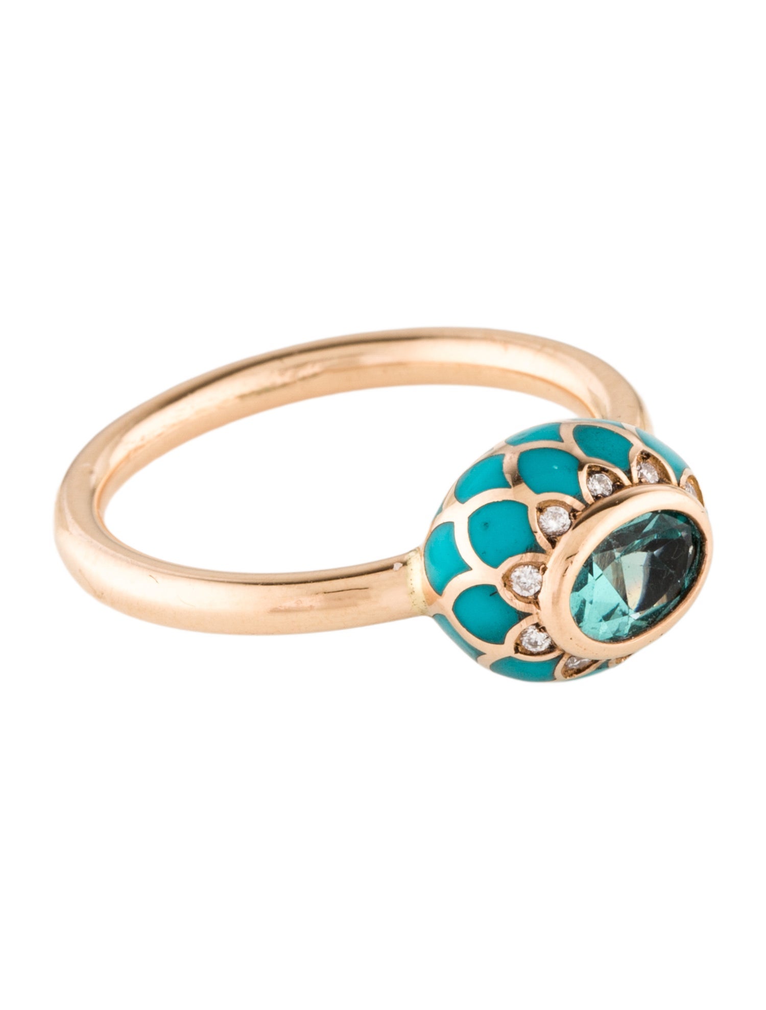 Nayla Arida 18K Apatite, Diamond & Enamel La Favorite Cocktail Ring