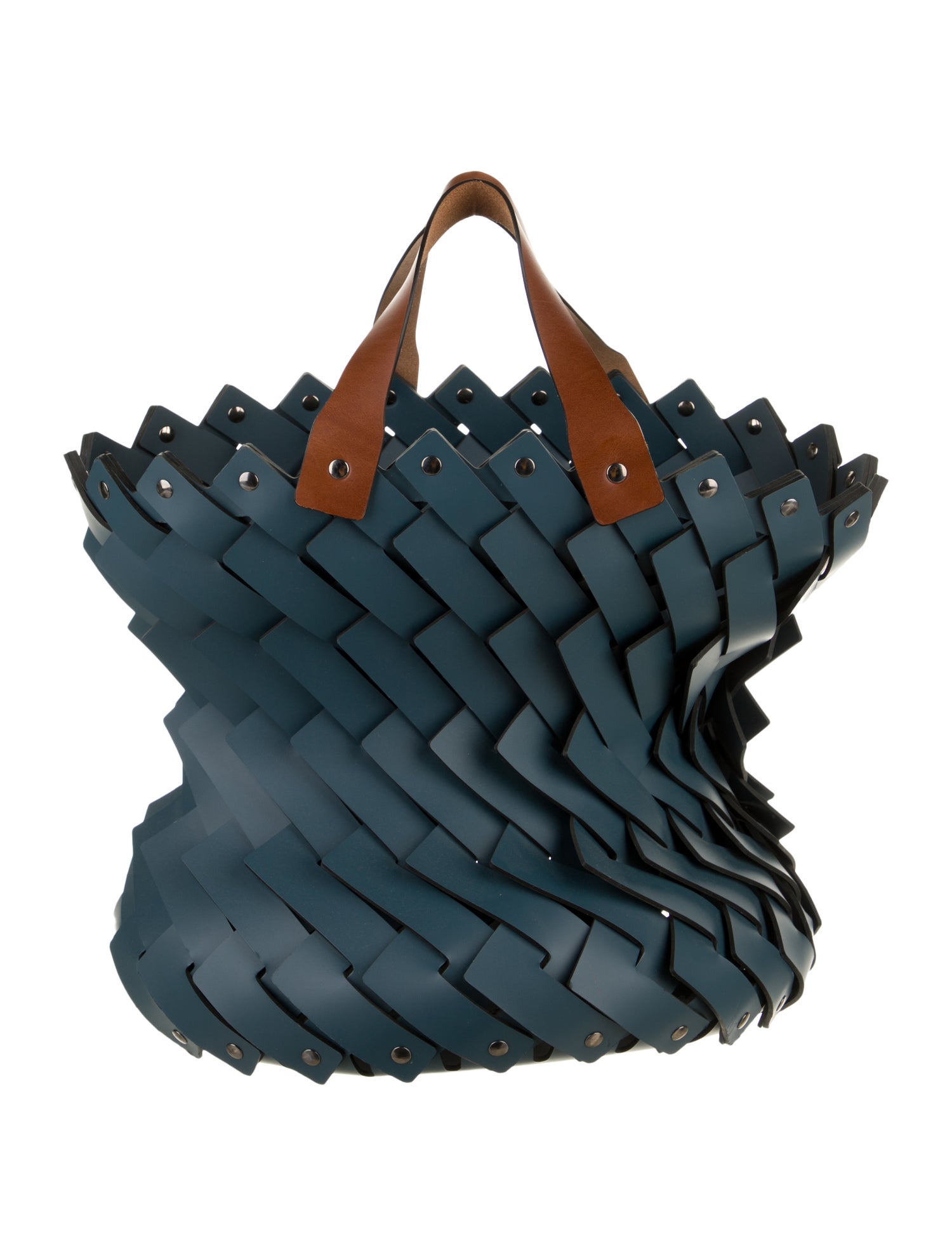 Nicole Sassaman Large Braided Leather Handle Basket