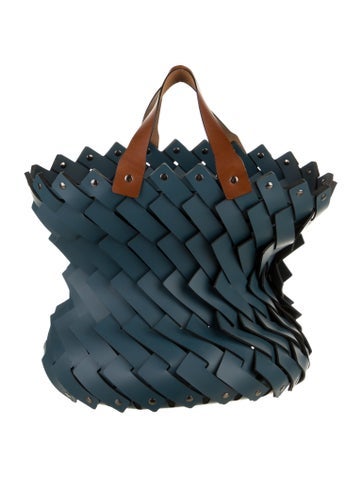 Nicole Sassaman Decorative Accents Large Braided Leather Handle Basket