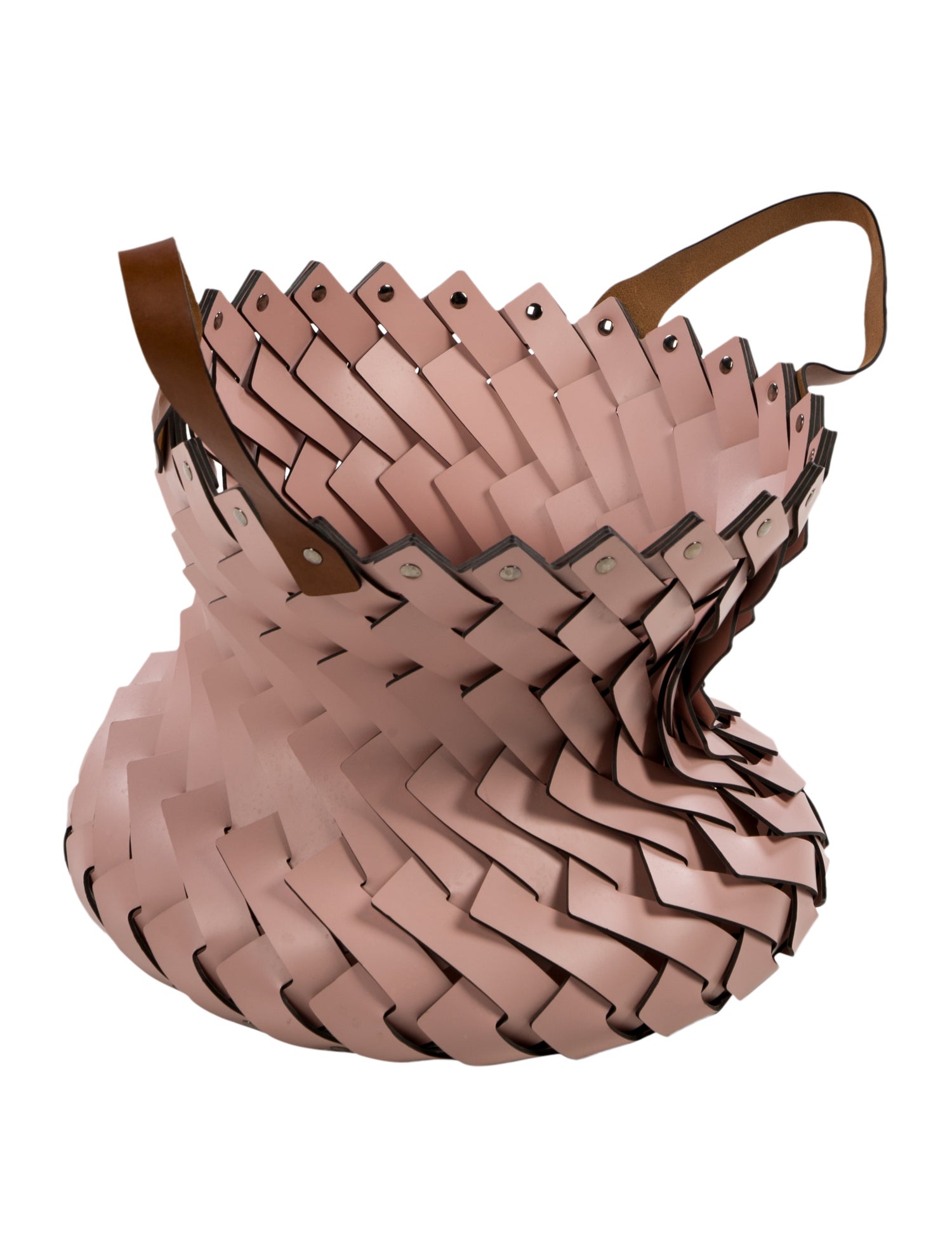 Nicole Sassaman Large Braided Leather Handle Basket