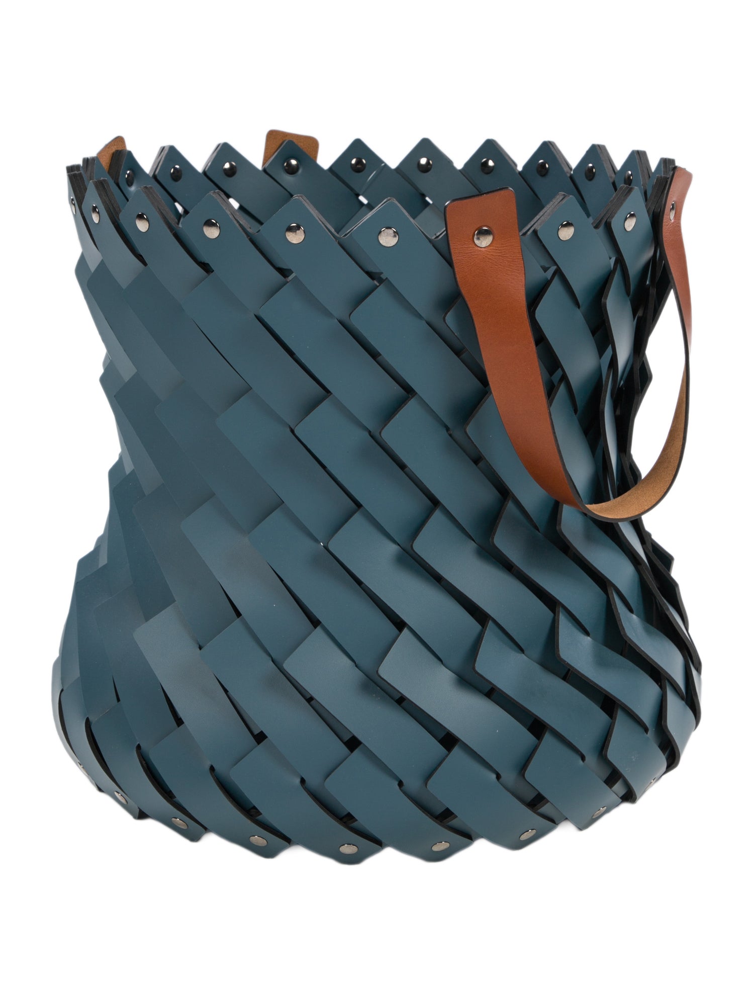 Nicole Sassaman Large Braided Leather Handle Basket