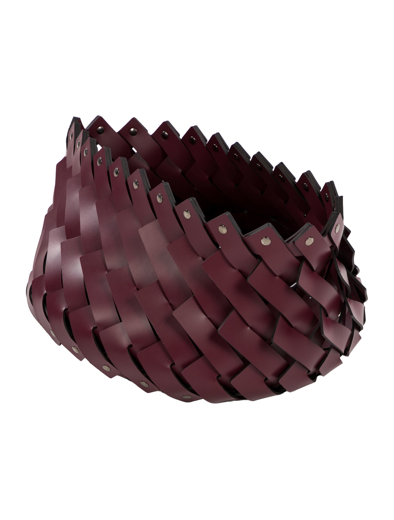 Nicole Sassaman Medium Braided Leather Basket