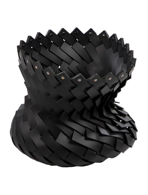 Nicole Sassaman Large Woven Leather Basket