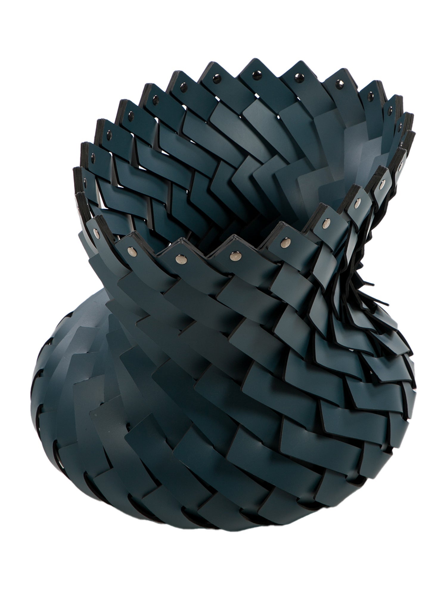 Nicole Sassaman Large Woven Leather Basket