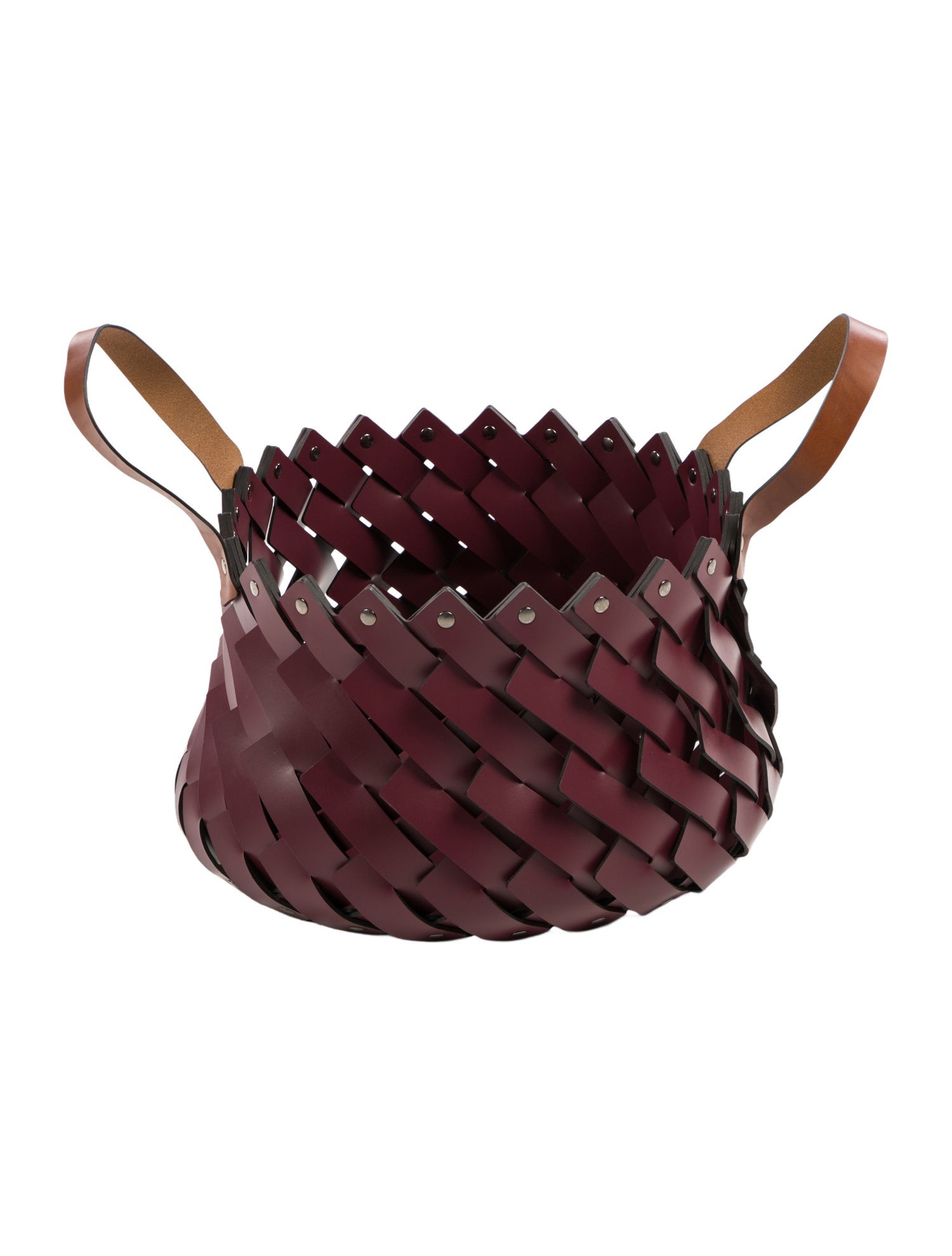 Nicole Sassaman Nicole Sassaman Medium Braided Burgundy Basket with Handles