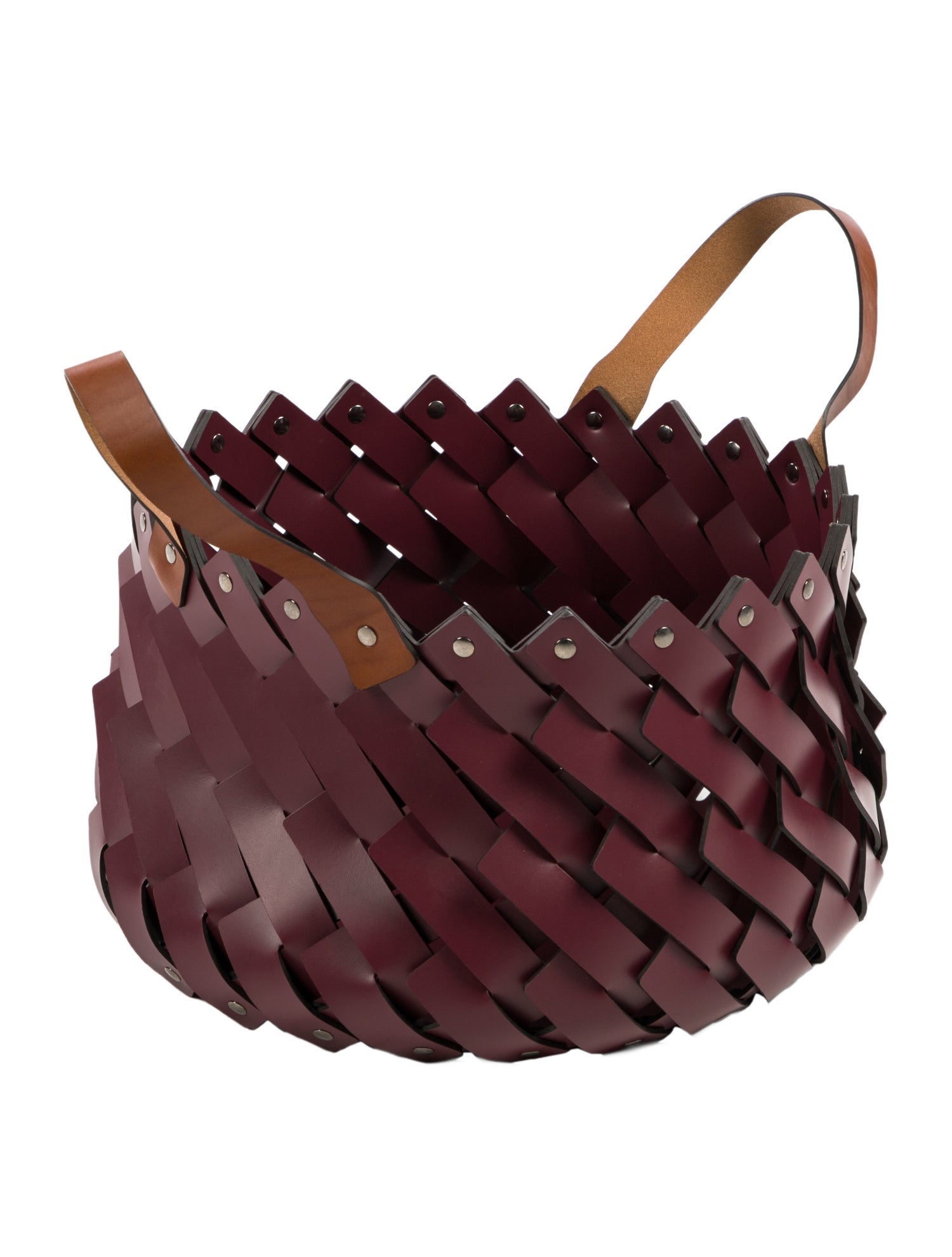 Nicole Sassaman Nicole Sassaman Medium Braided Burgundy Basket with Handles