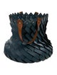Nicole Sassaman Large Braided Basket Teal With Handles
