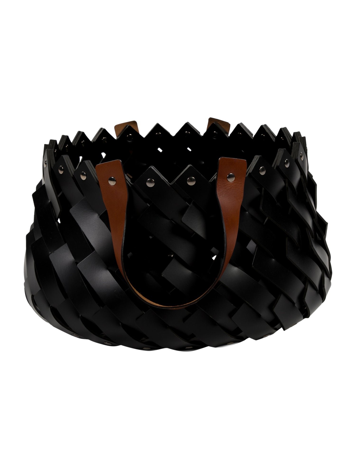 Nicole Sassaman Medium Leather Woven Basket