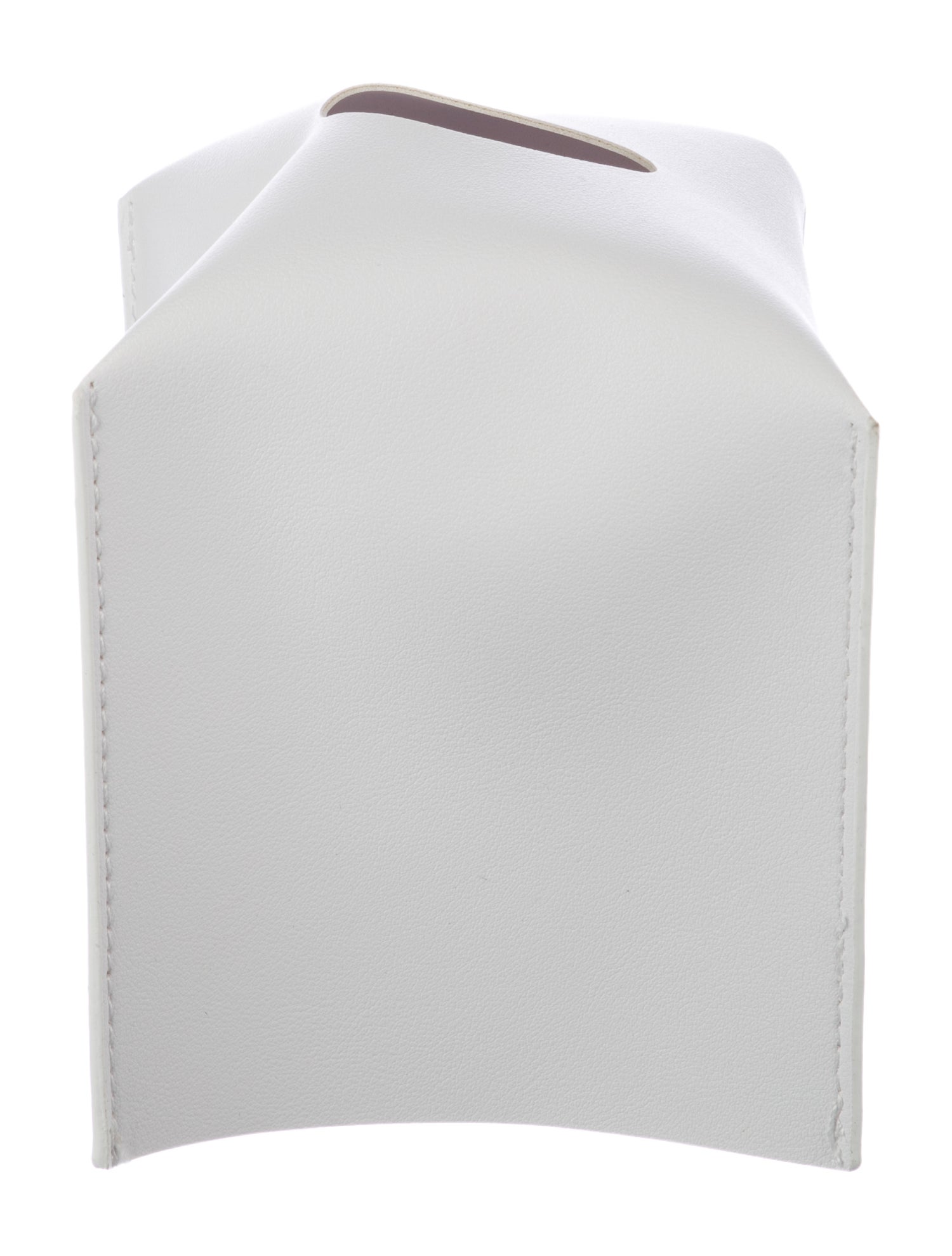 Nicole Sassaman White Faux Leather Tissue Box Cover