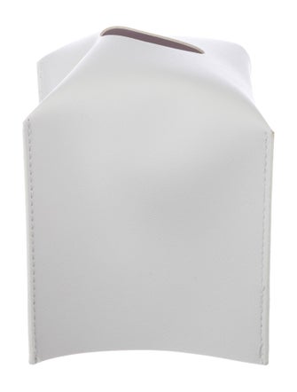 Nicole Sassaman White Faux Leather Tissue Box Cover