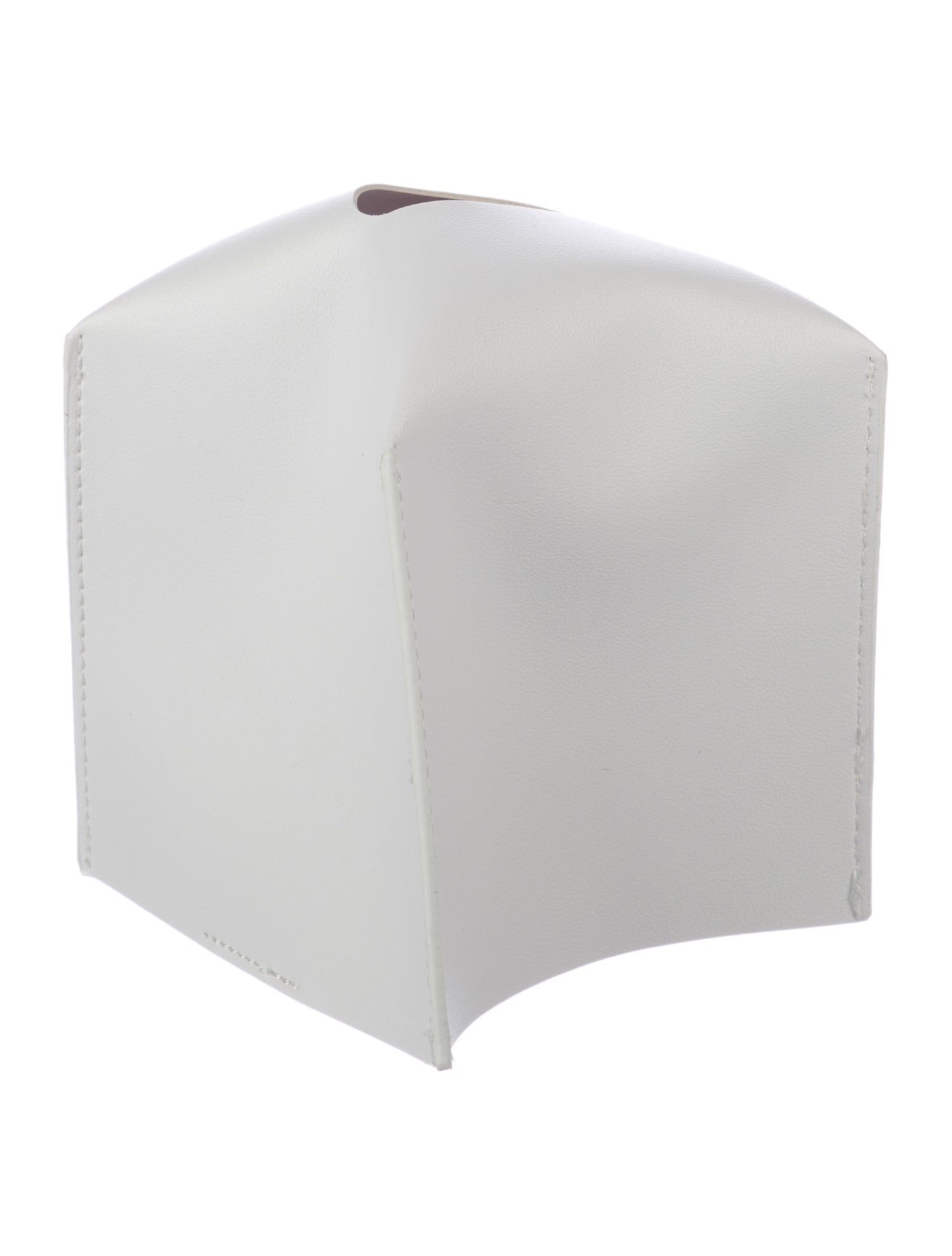 Nicole Sassaman White Faux Leather Tissue Box Cover