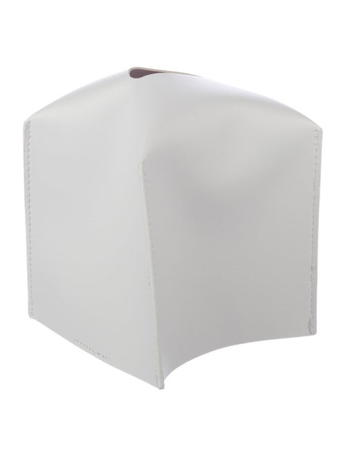 Nicole Sassaman White Faux Leather Tissue Box Cover