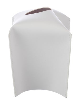 Nicole Sassaman White Faux Leather Tissue Box Cover