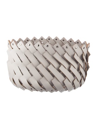 Nicole Sassaman Large Woven Leather Basket