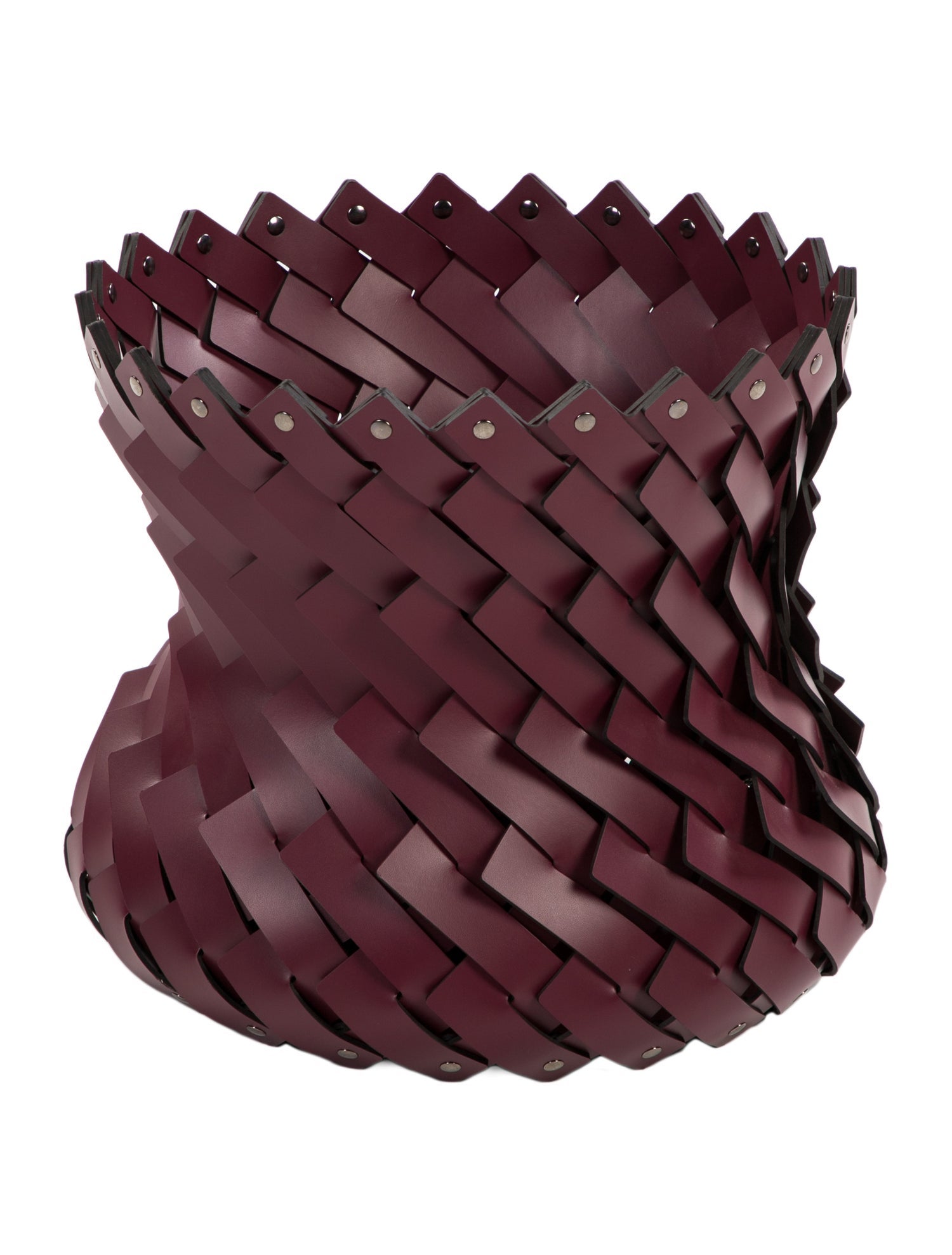 Nicole Sassaman Large Woven Leather Basket