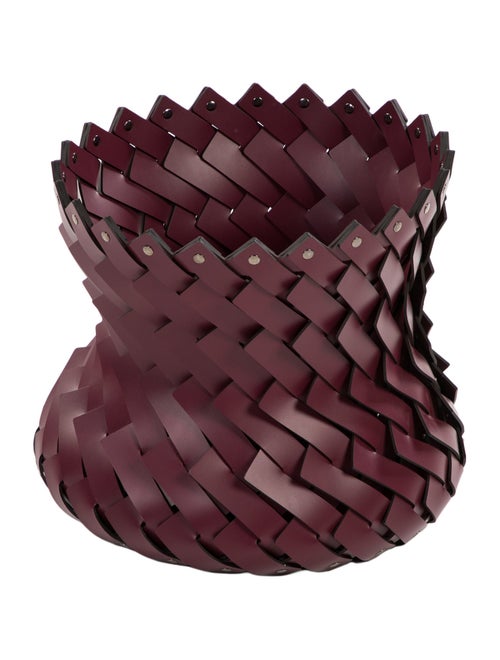 Nicole Sassaman Large Woven Leather Basket