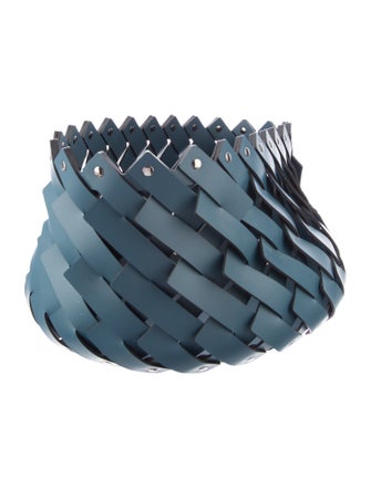 Nicole Sassaman Large Woven Leather Basket