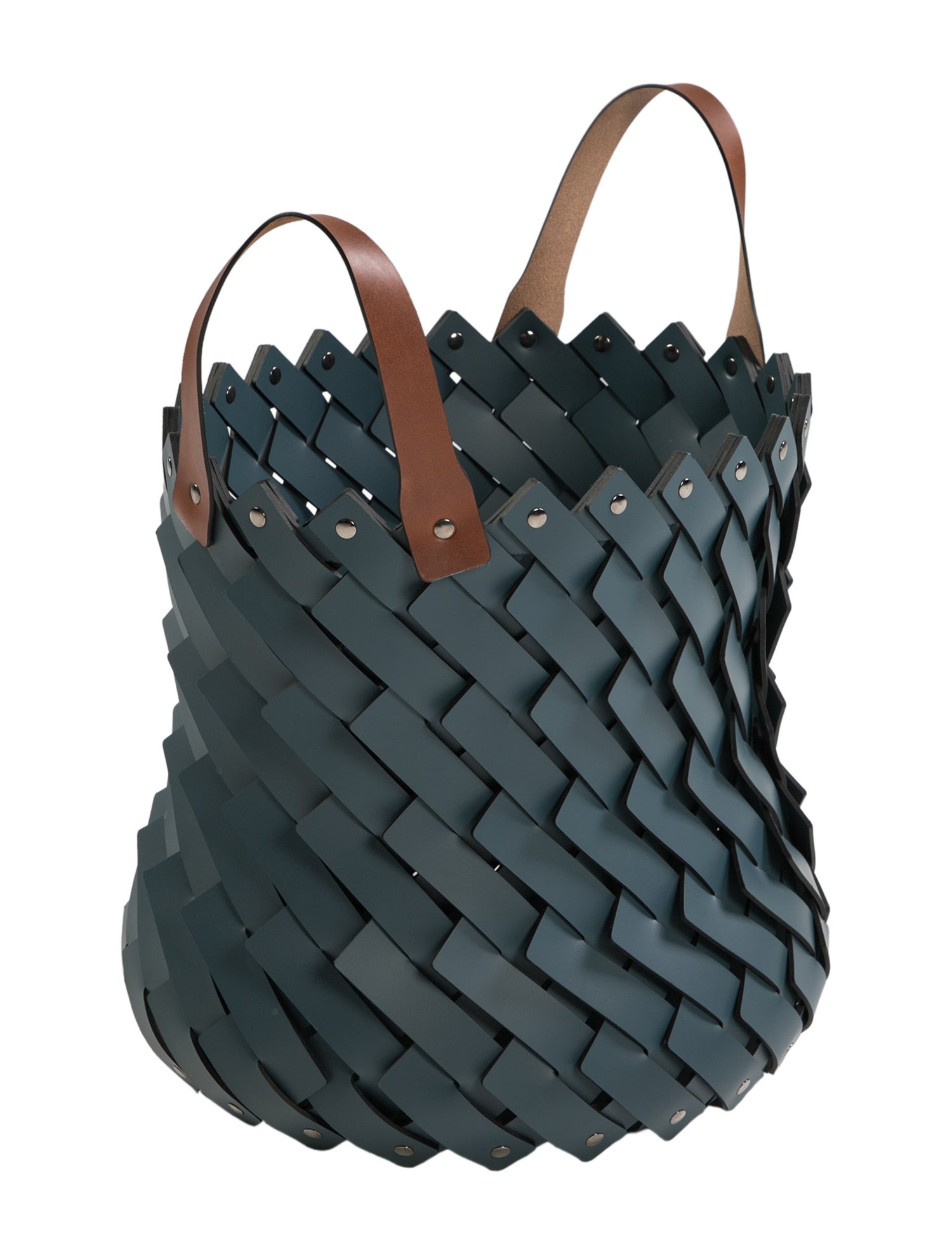 Nicole Sassaman Large Woven Leather Basket