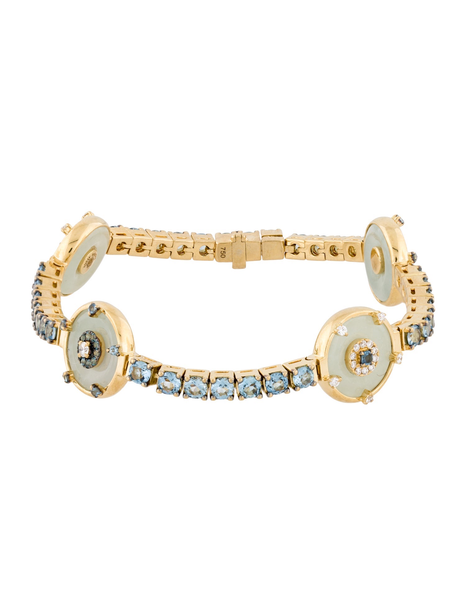 Nadine Aysoy 18K Jadeite, Aquamarine & Diamond Celeste Station Bracelet