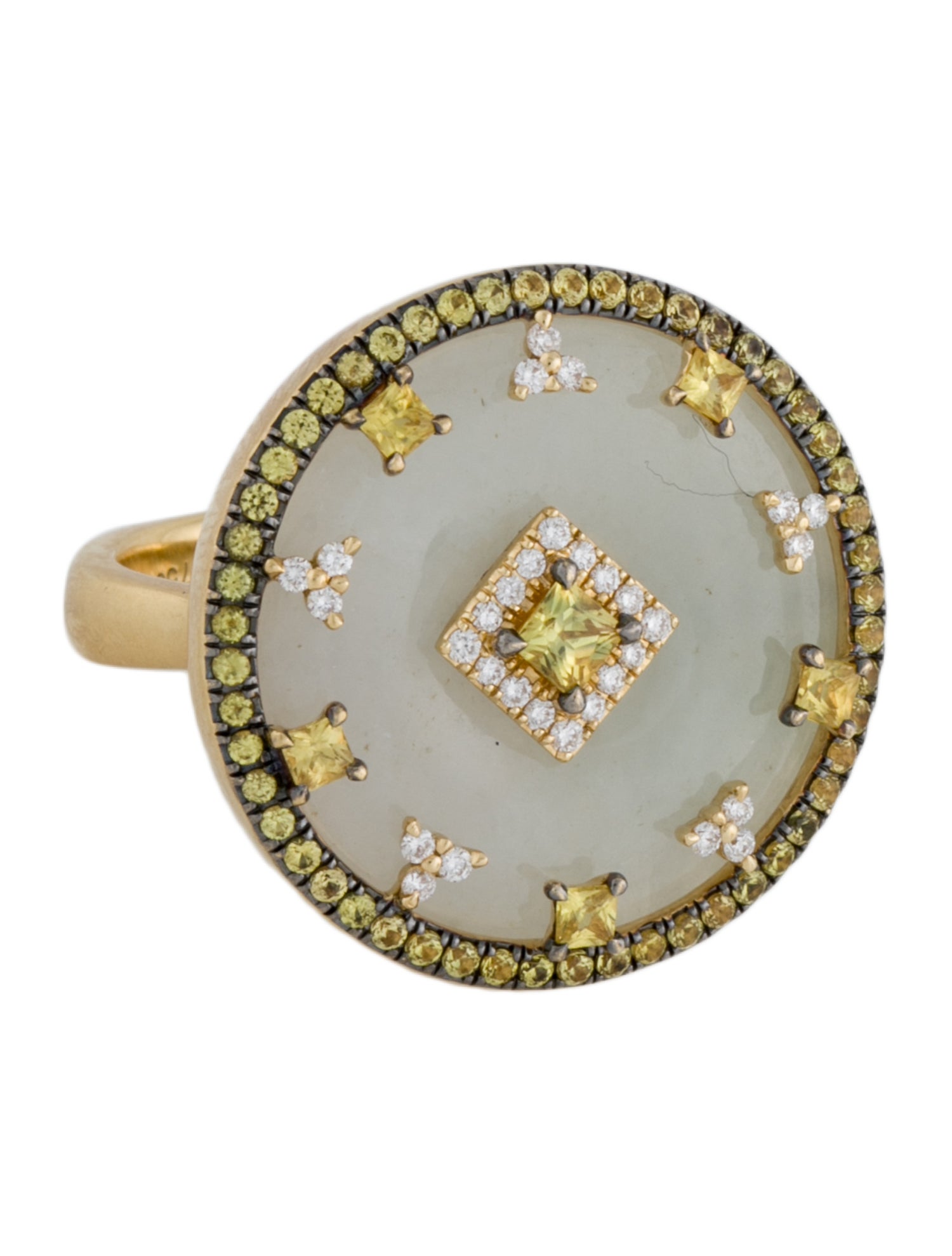 Nadine Aysoy 18K Sapphire, Jadeite, & Diamond Celeste Ring