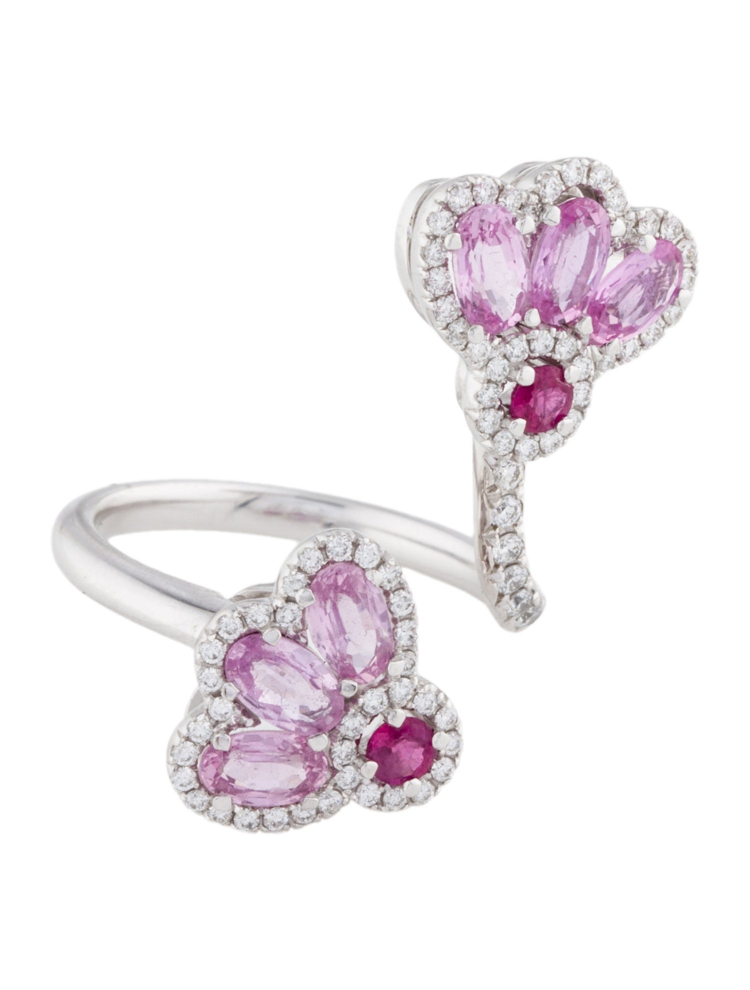 Nadine Aysoy 18k 1.80ctw Sapphire, Diamond & Ruby Bypass Ring