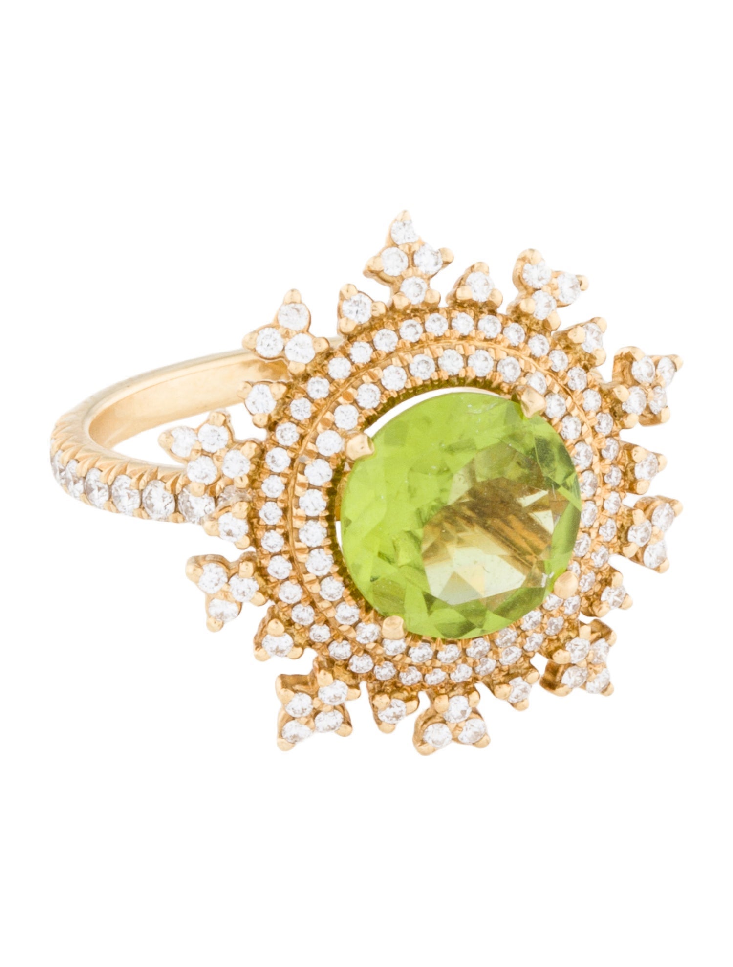 Nadine Aysoy 18K 1.99ct Peridot & Diamond Tsarina Spring Flake Ring