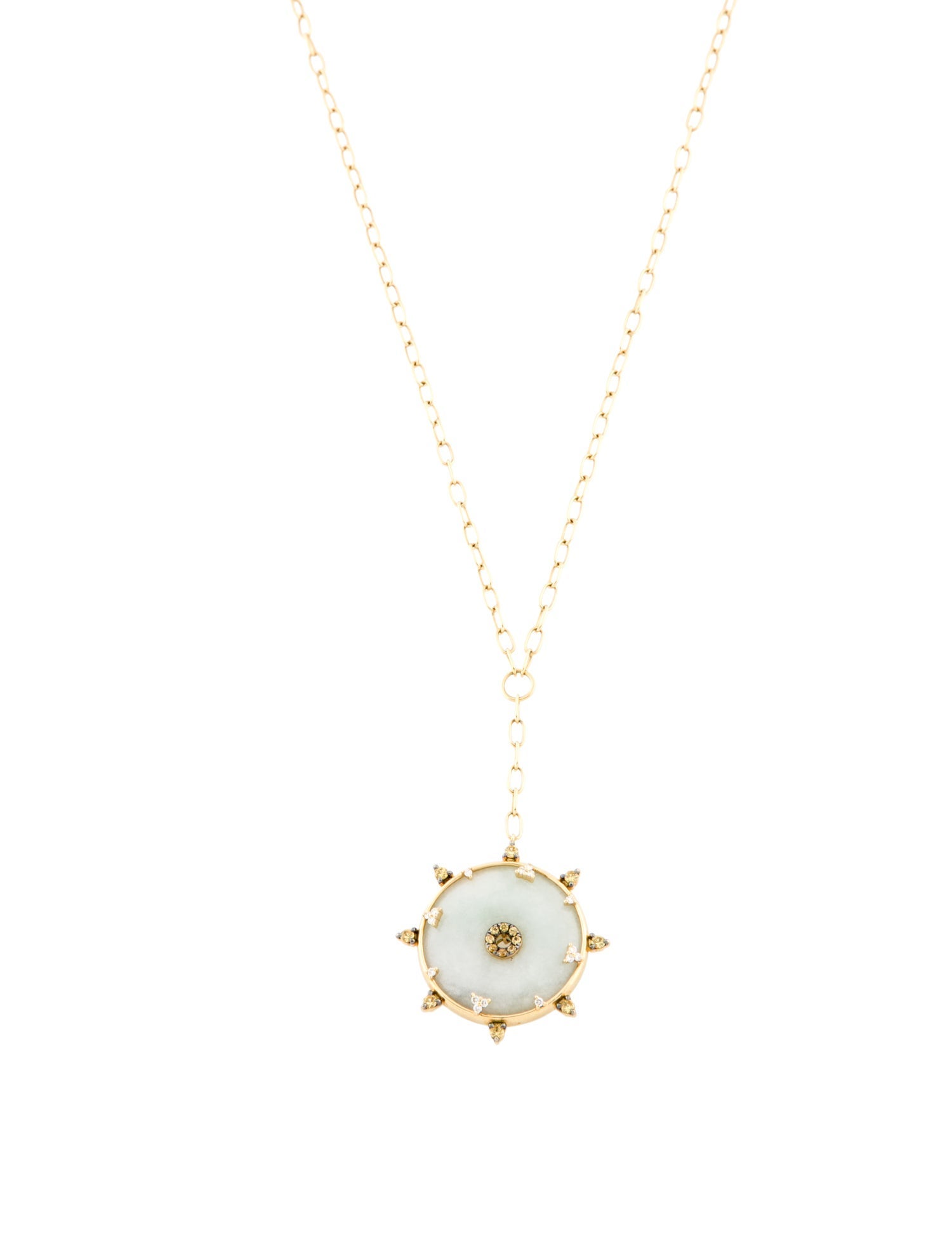 Nadine Aysoy Jadeite, Yellow Sapphire & Diamond Celeste Lavalier Necklace