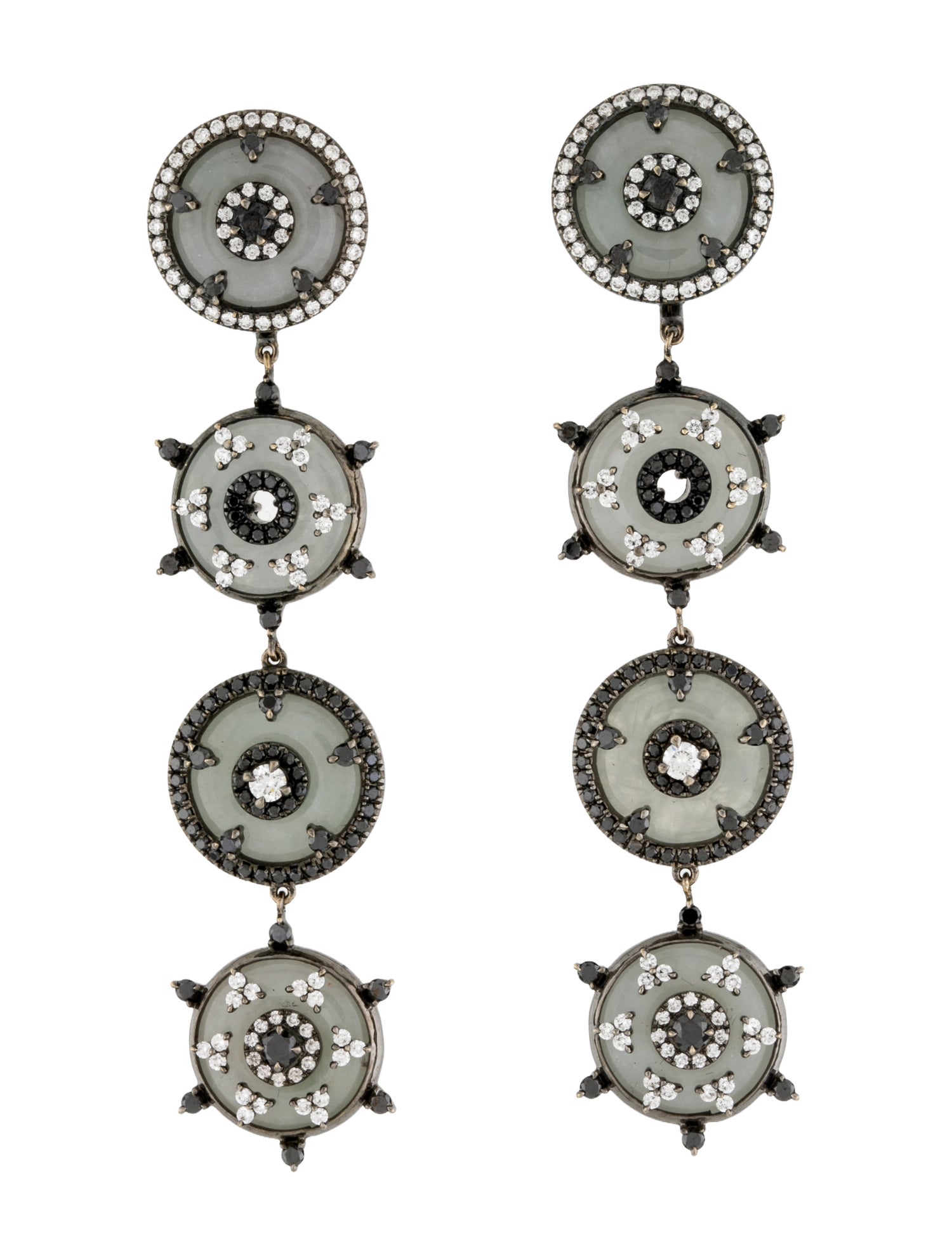 Nadine Aysoy 18K Celeste Jadeite & Diamond Drop Earrings