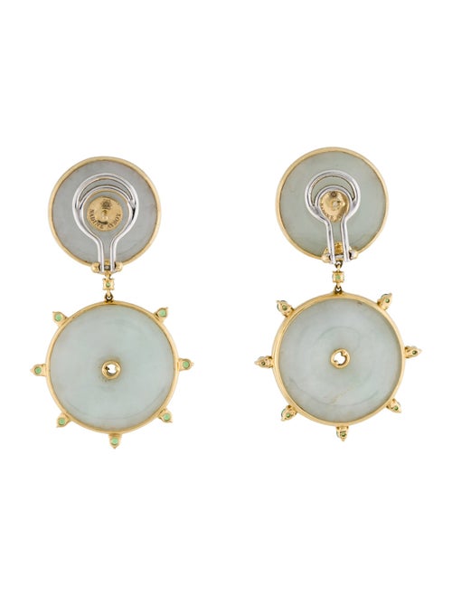 Nadine Aysoy 18K Celeste Jadeite, Tsavorite, & Diamond Drop Earrings