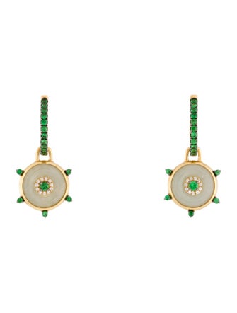 Nadine Aysoy 18K Tsavorite, Jadeite & Diamond Celeste Drop Earrings