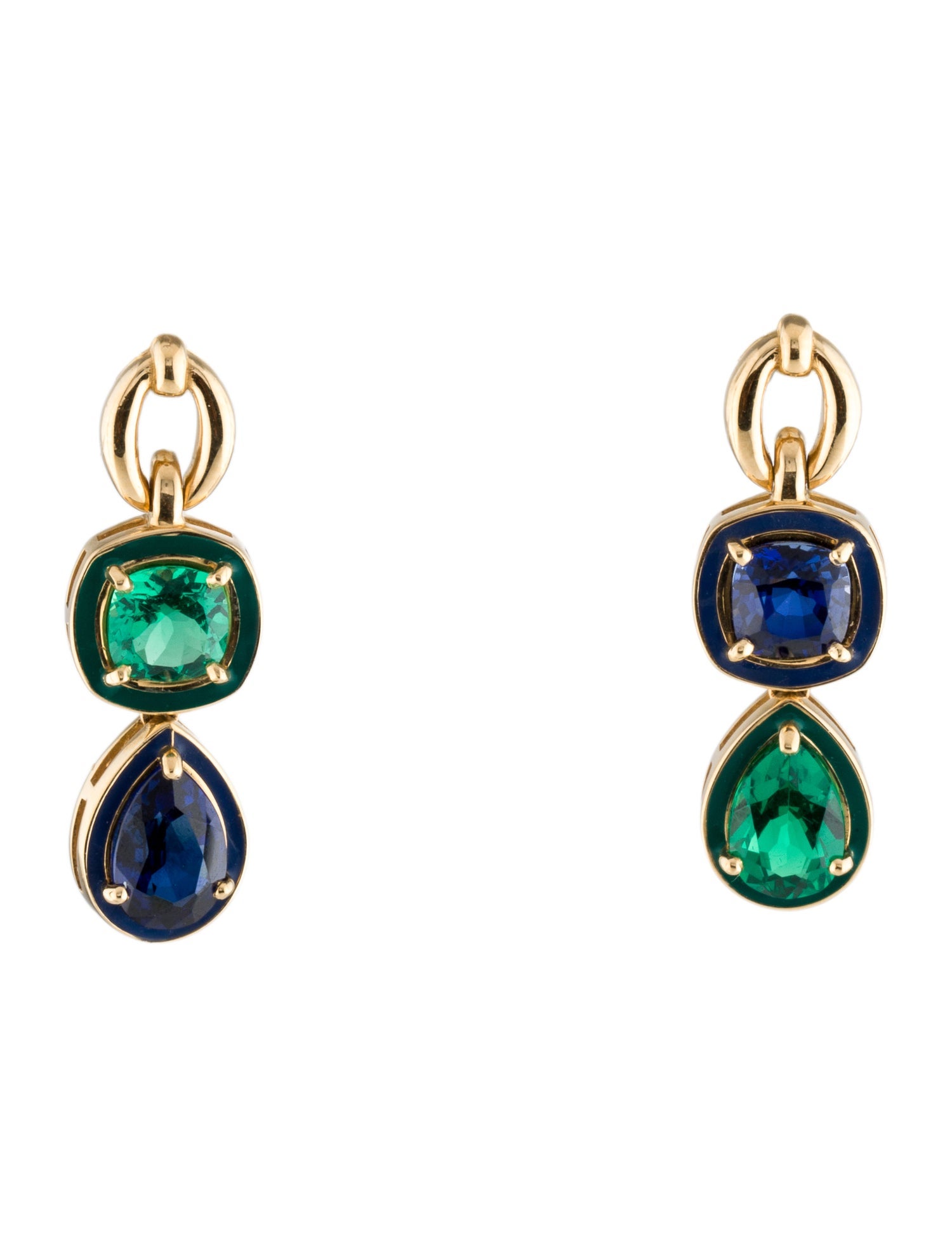 Nadine Aysoy 18K Synthetic Sapphire & Emerald Catena Drop Earrings