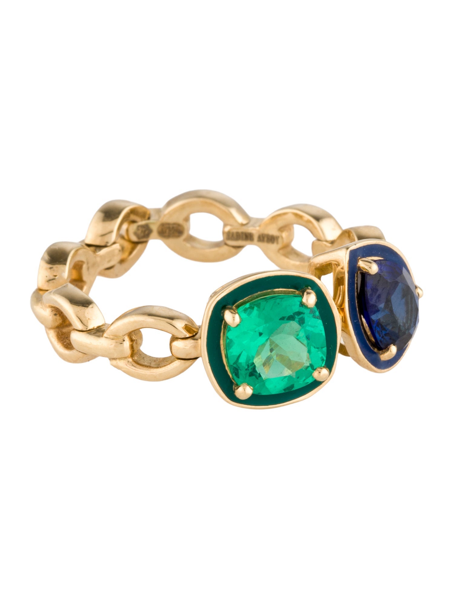 Nadine Aysoy 18K Synthetic Sapphire, Crystal, & Enamel Catena Cocktail Ring
