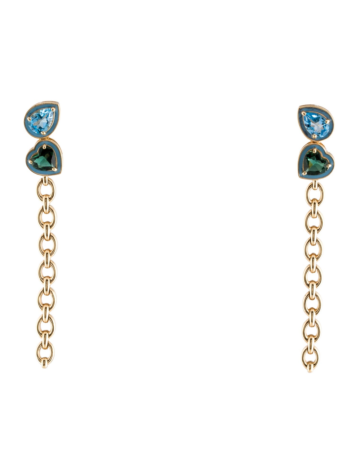 Nadine Aysoy 18K Topaz, Quartz & Enamel Catena Long Drop Earrings