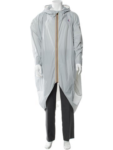 Pre-owned K-way Striped Windbreaker In Gray