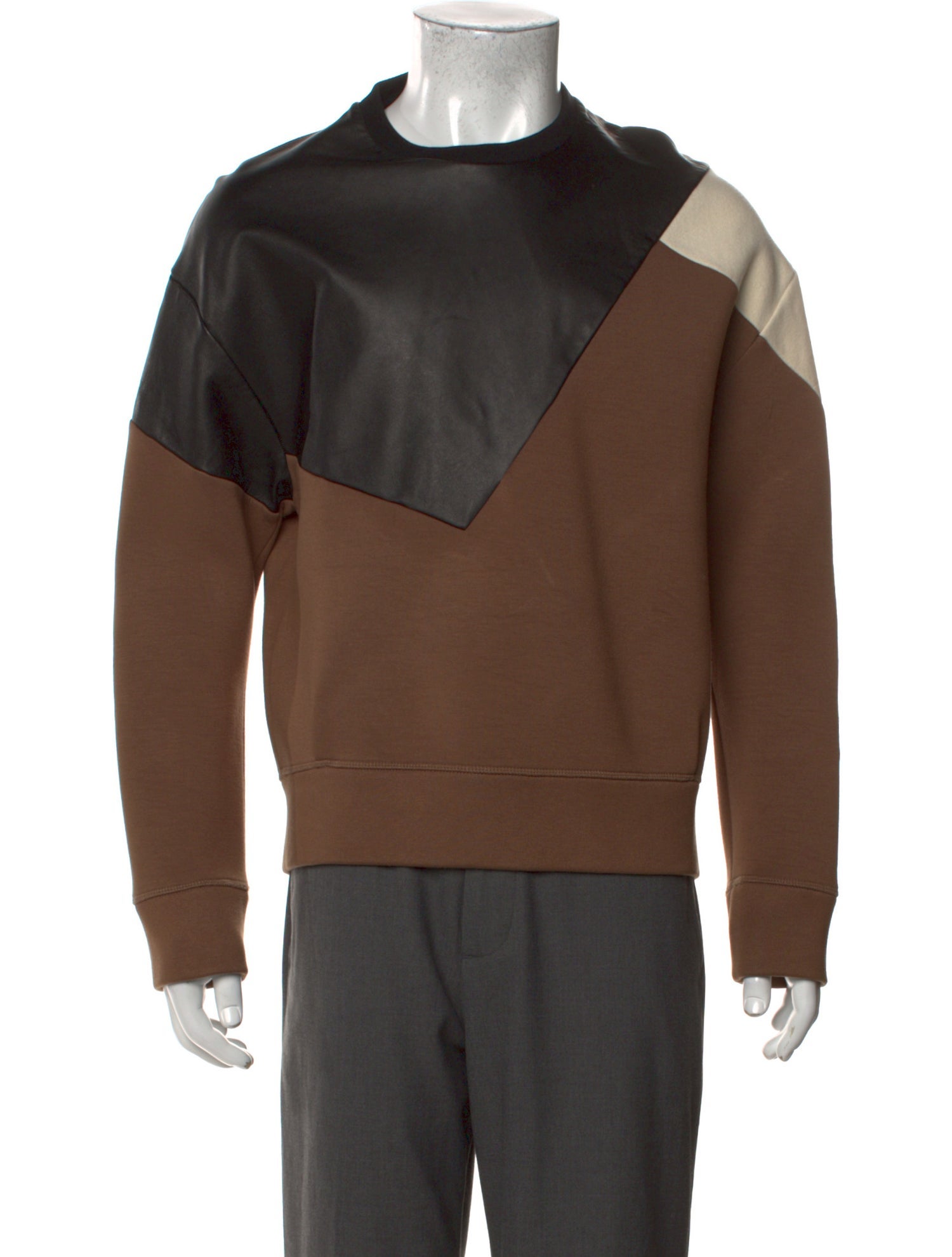 Neil Barrett Colorblock Pattern Crew Neck Sweatshirt