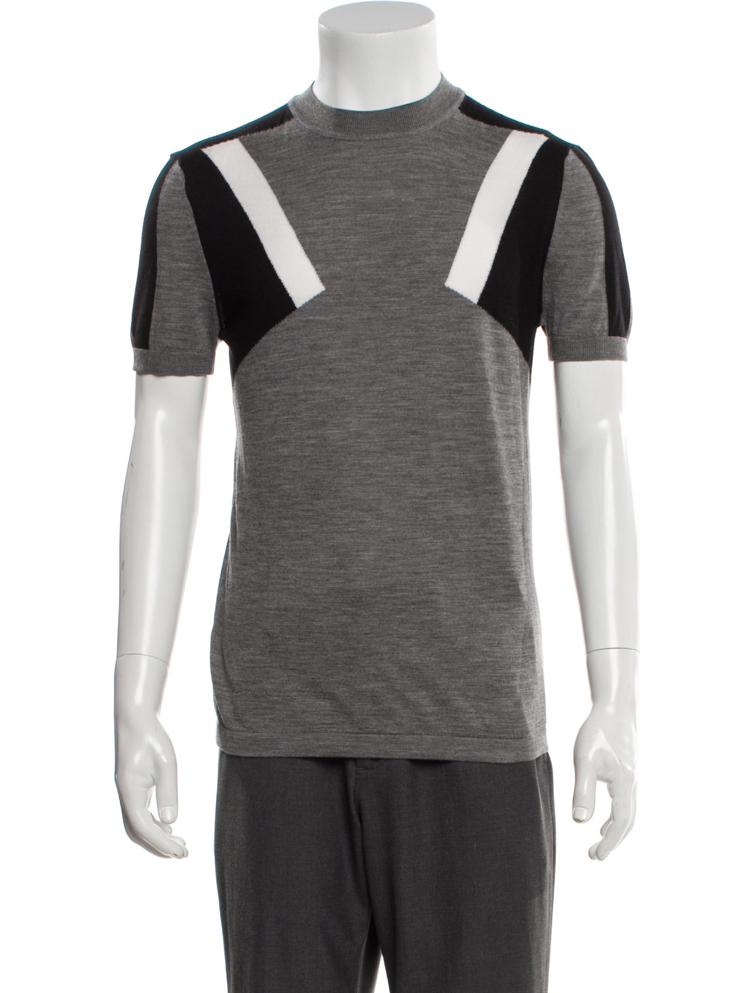 Neil Barrett Wool Colorblock Pattern Pullover